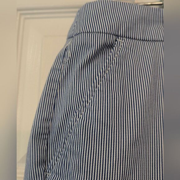 Talbots 18W Blue White Striped Cropped Pants Two-Button Capri Trousers Cotton - Picture 5 of 10